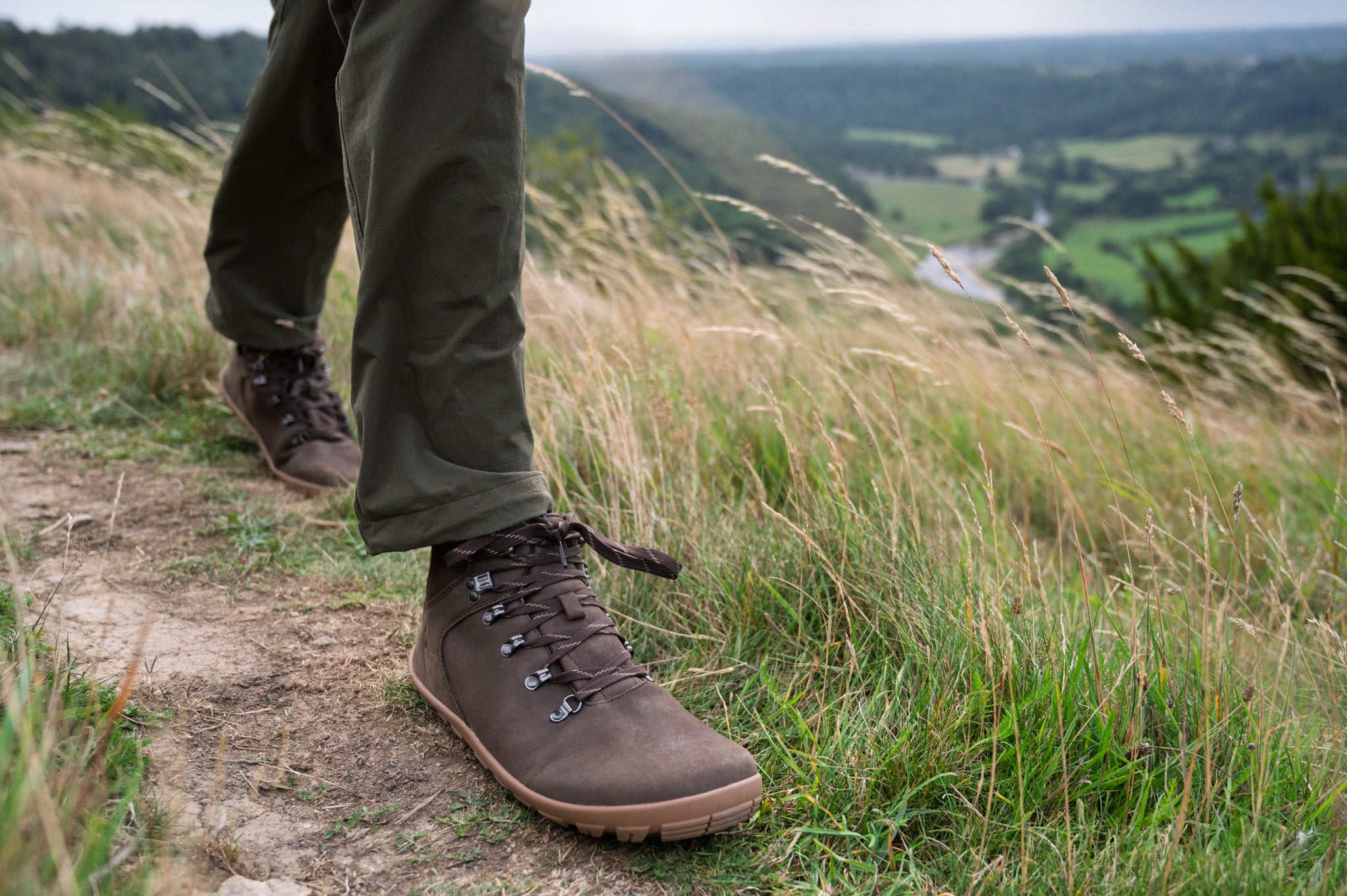 Mudee L2 leather barefoot hiking boot low stack height